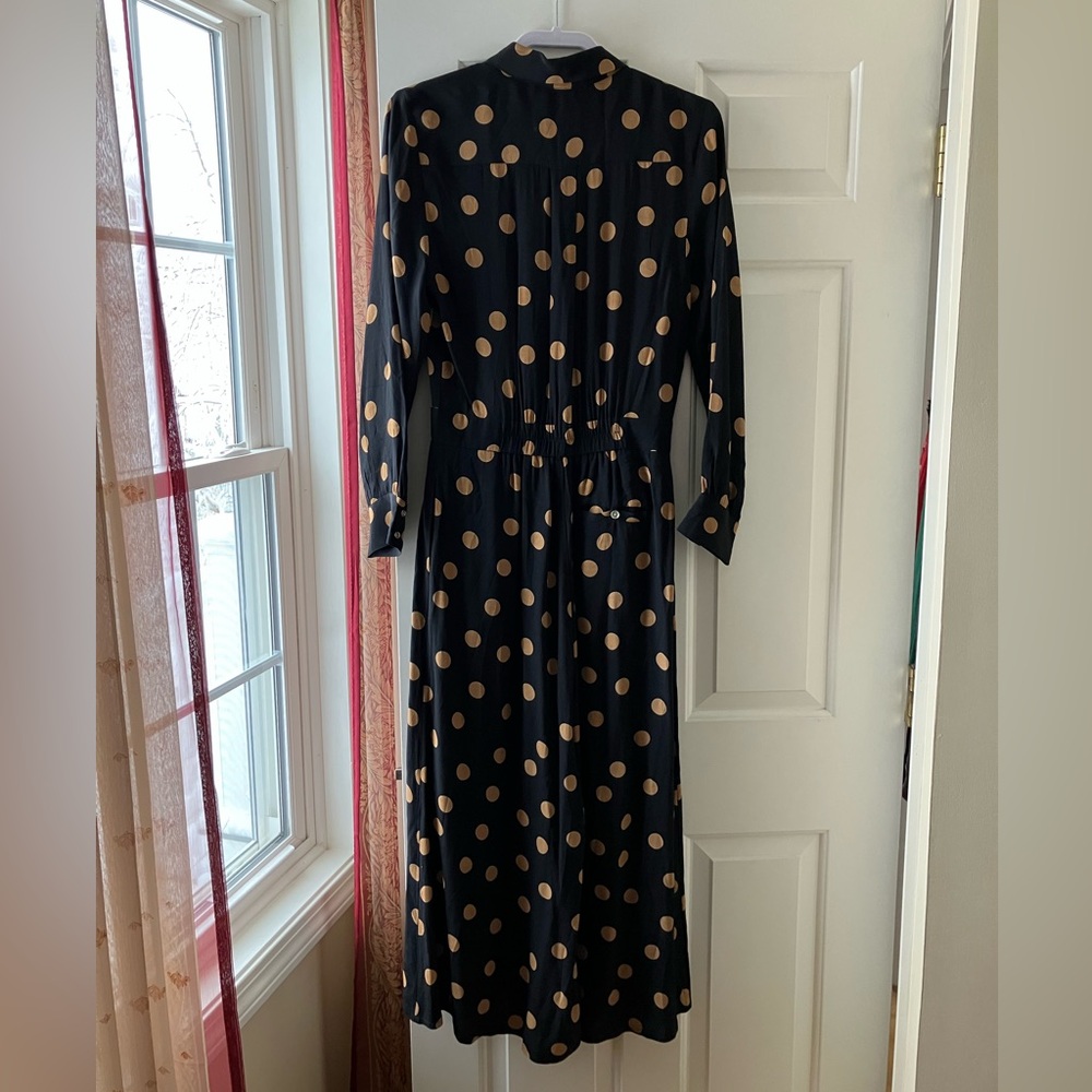 Anthropologie Loveland Wide-Leg Jumpsuit Polka Dots Black/Tan Size 4 - Picture 12 of 16